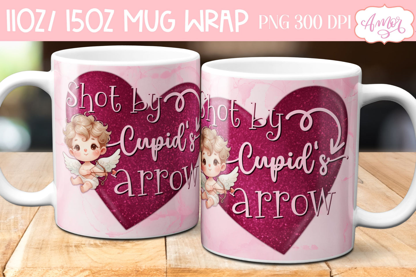 Valentines Mug Wraps for Sublimation Bundle | 6 mug designs