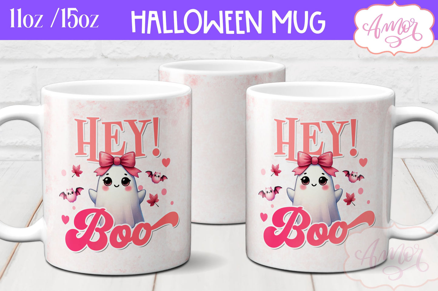 Pink Halloween mug wraps for sublimation PNG BUNDLE