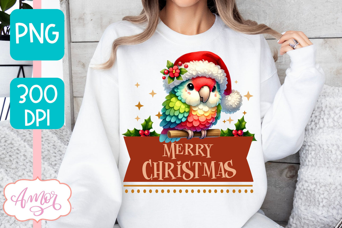 Merry Christmas PNG | Cute Christmas parrot cute christmas