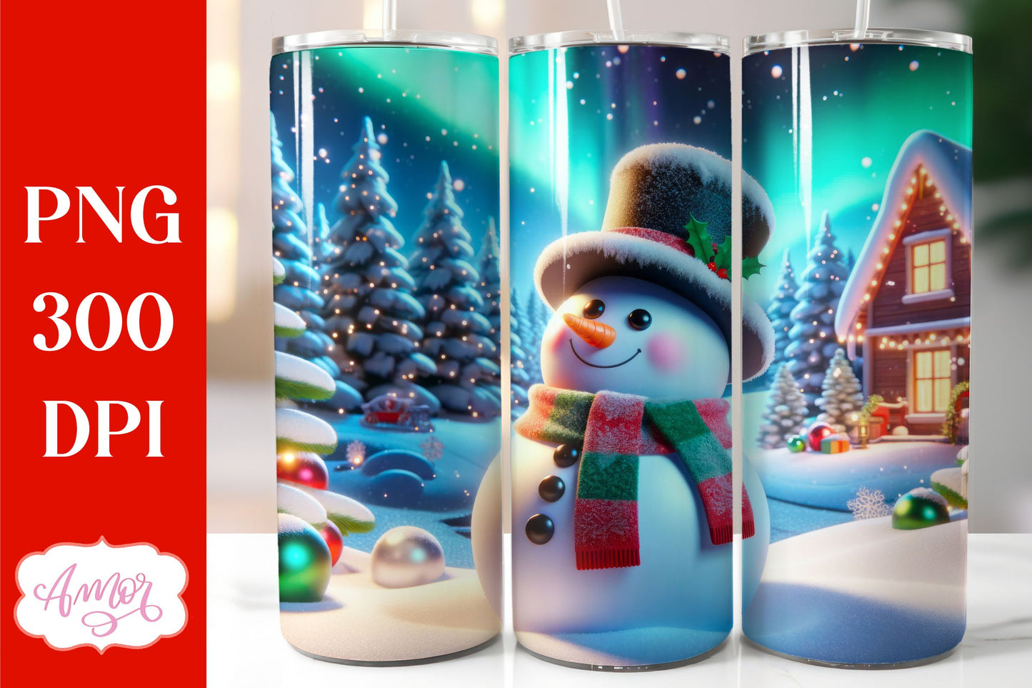 Christmas snowman tumbler wrap for sublimation bundle