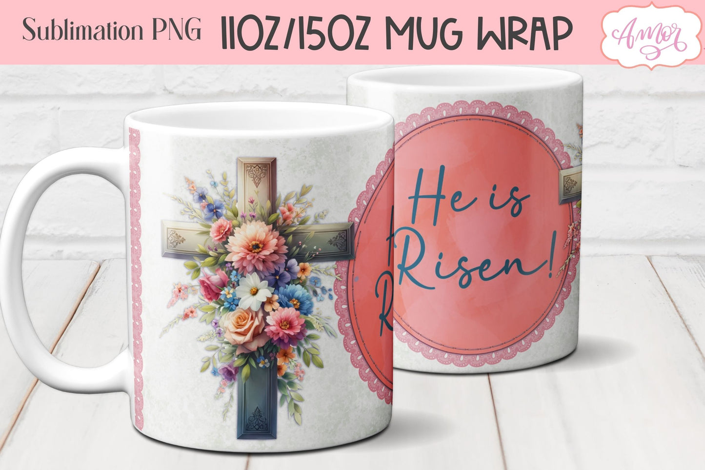 Christian Easter mug Wrap for sublimation for 11oz and 15oz