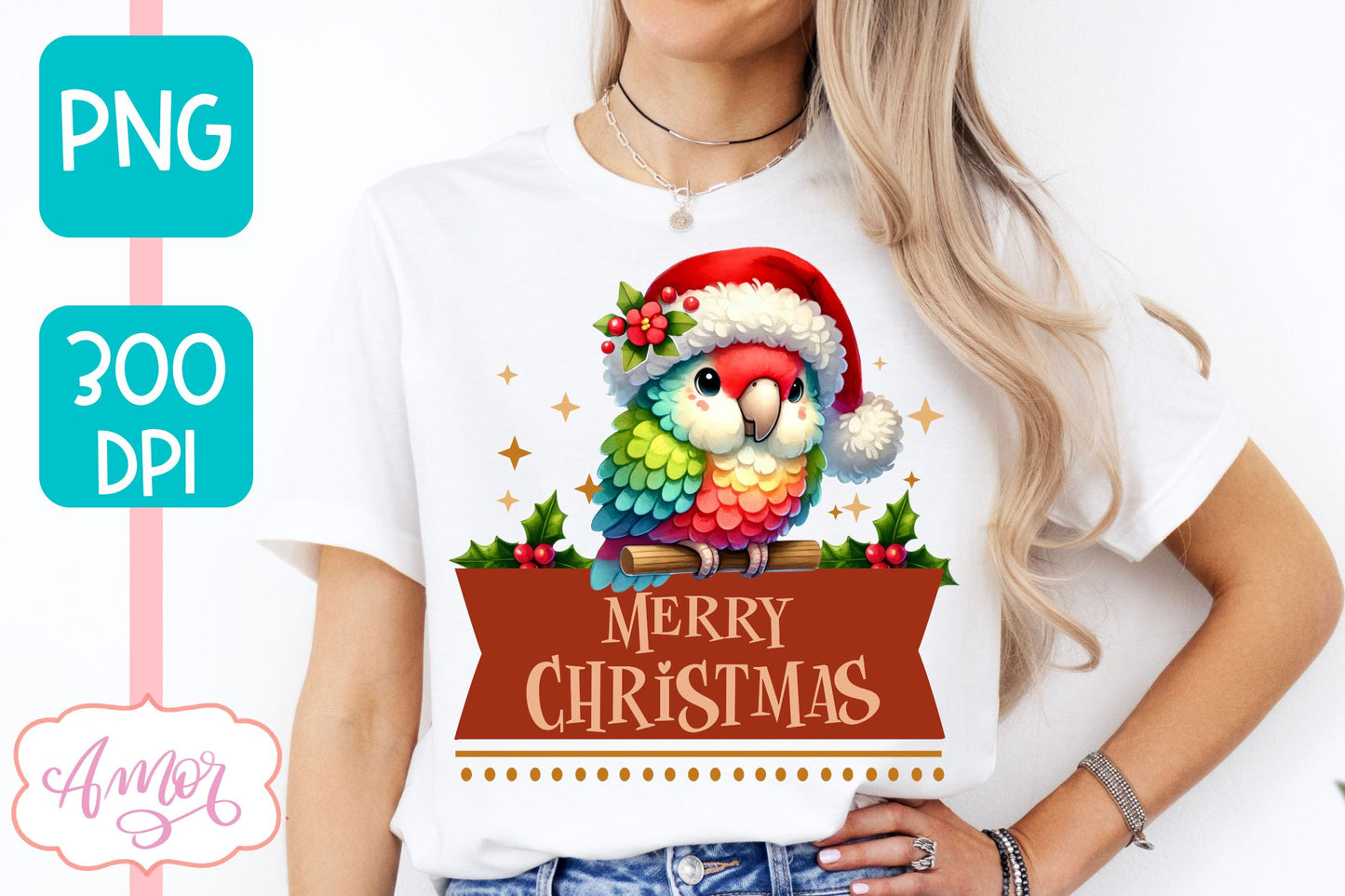 Merry Christmas PNG | Cute Christmas parrot cute christmas