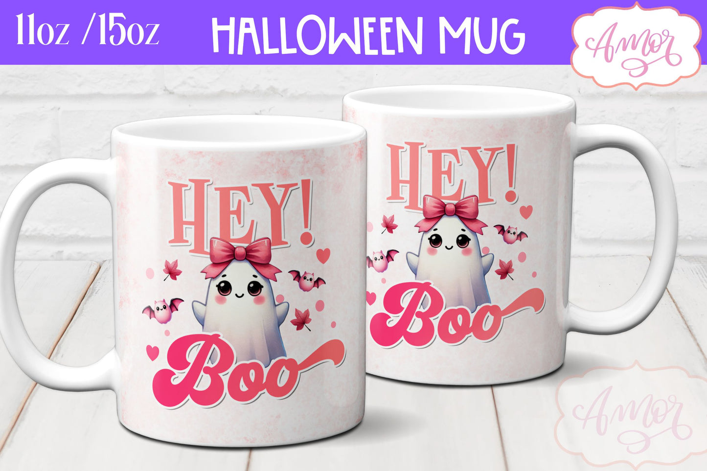 Pink Halloween mug wraps for sublimation PNG BUNDLE