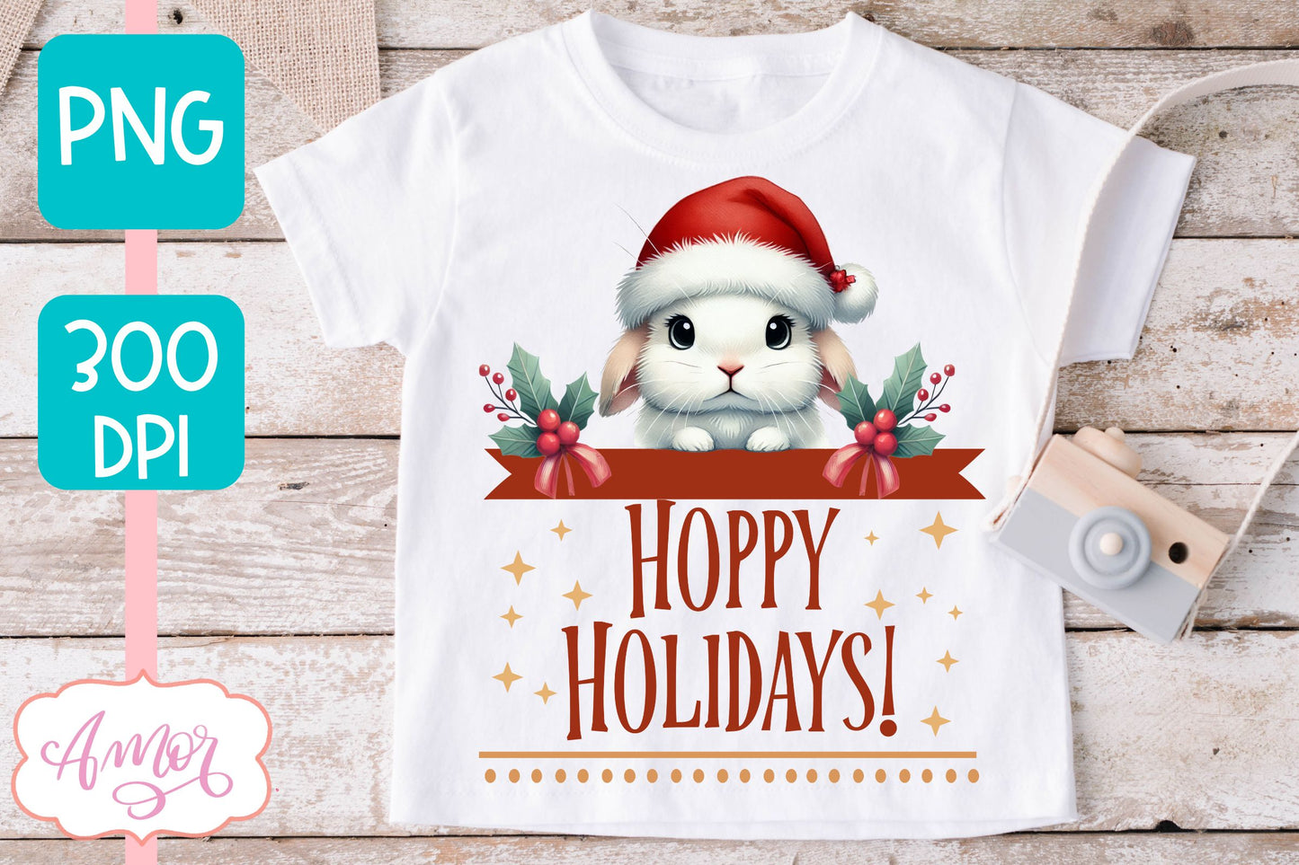 Hoppy Holidays PNG | Bunny lover sublimation design