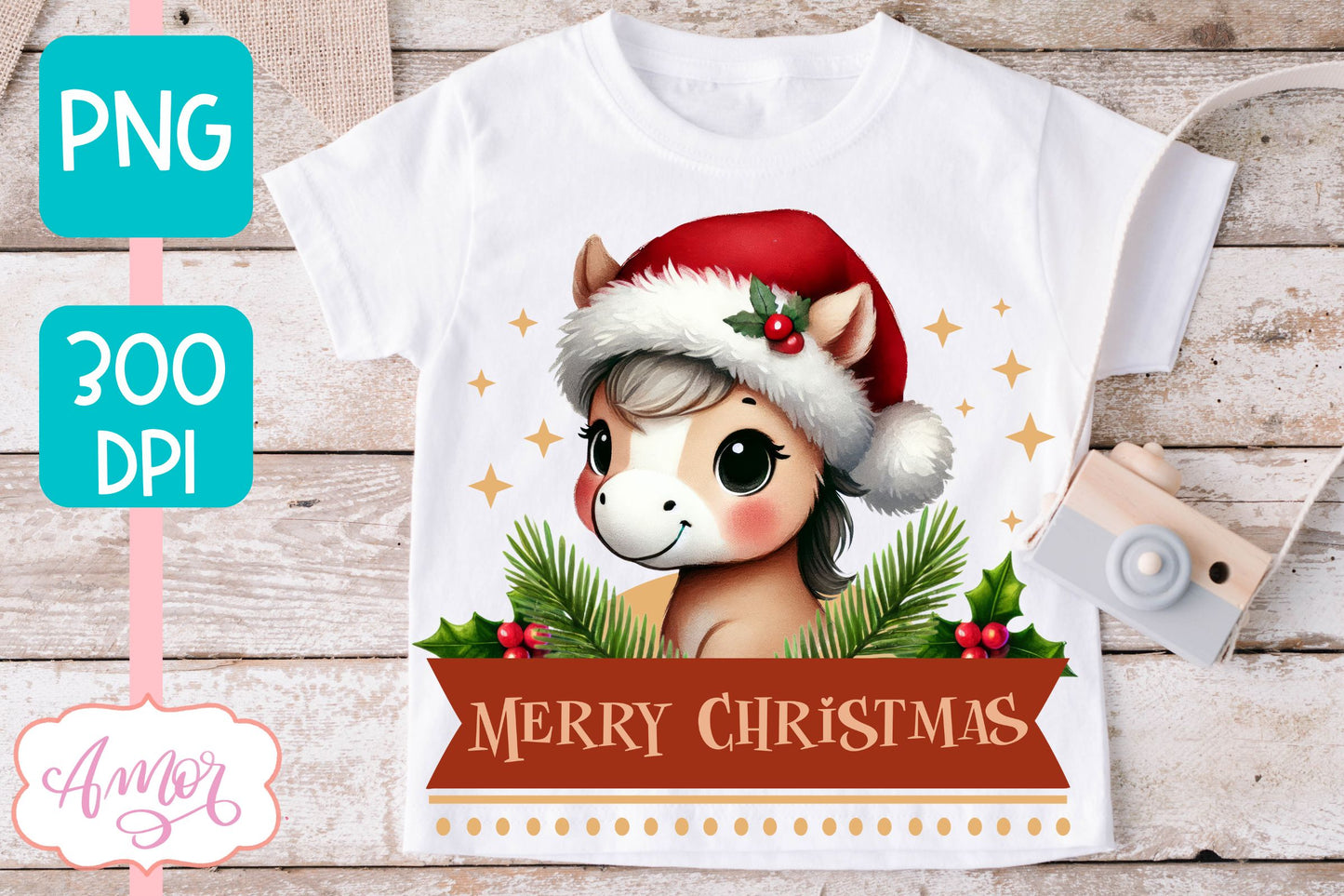 Merry Christmas PNG | Cute Christmas horse PNG