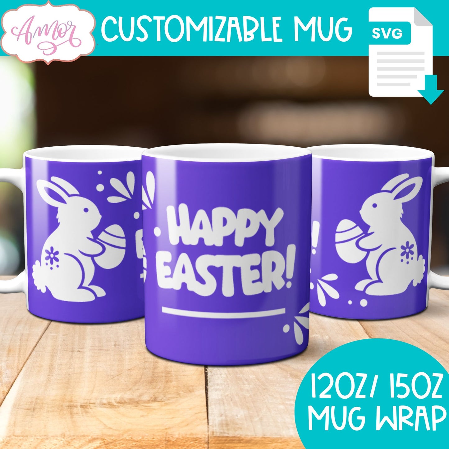 Cute Easter Mug Wrap SVG for Cricut infusible ink