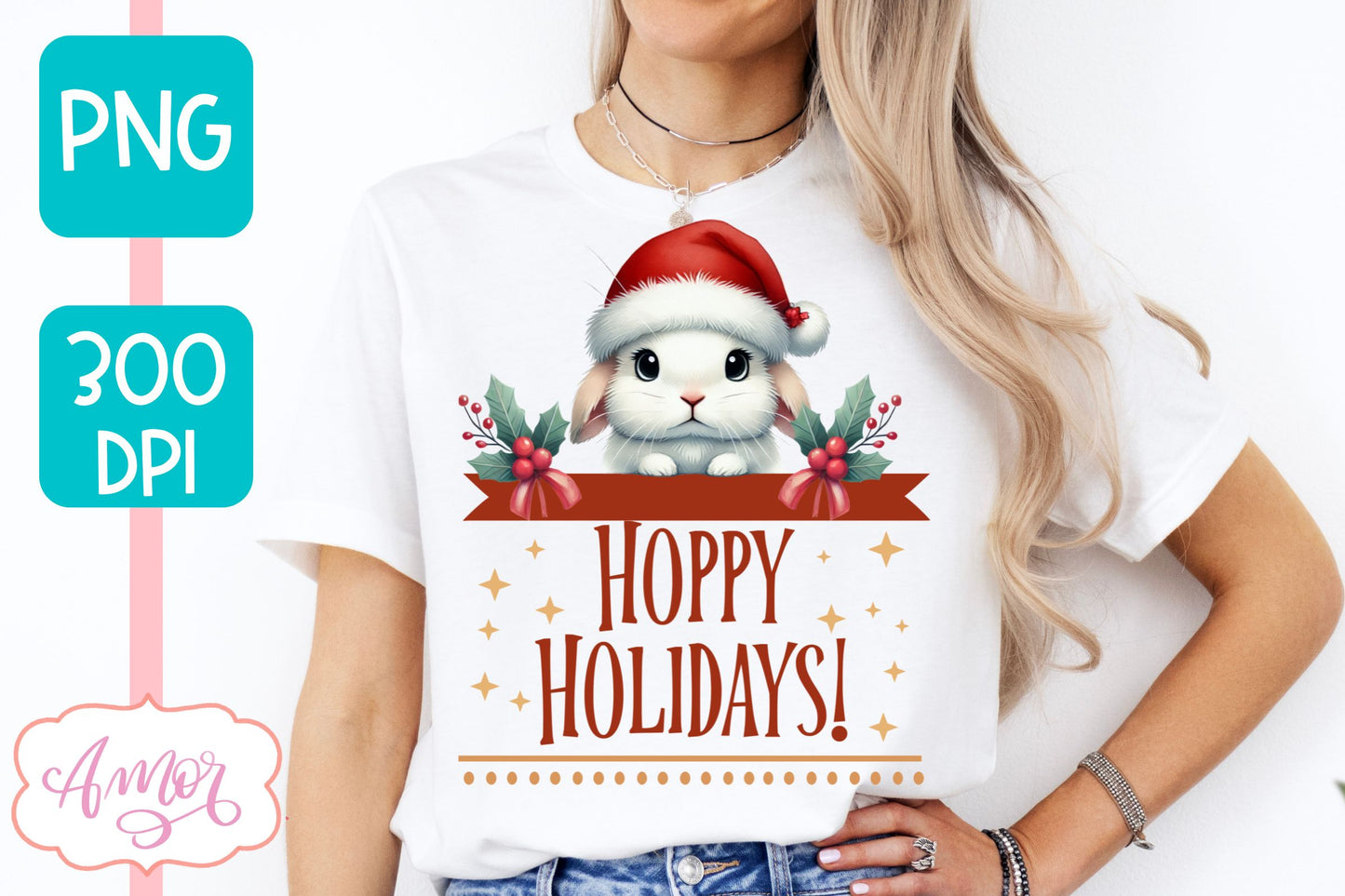 Hoppy Holidays PNG | Bunny lover sublimation design