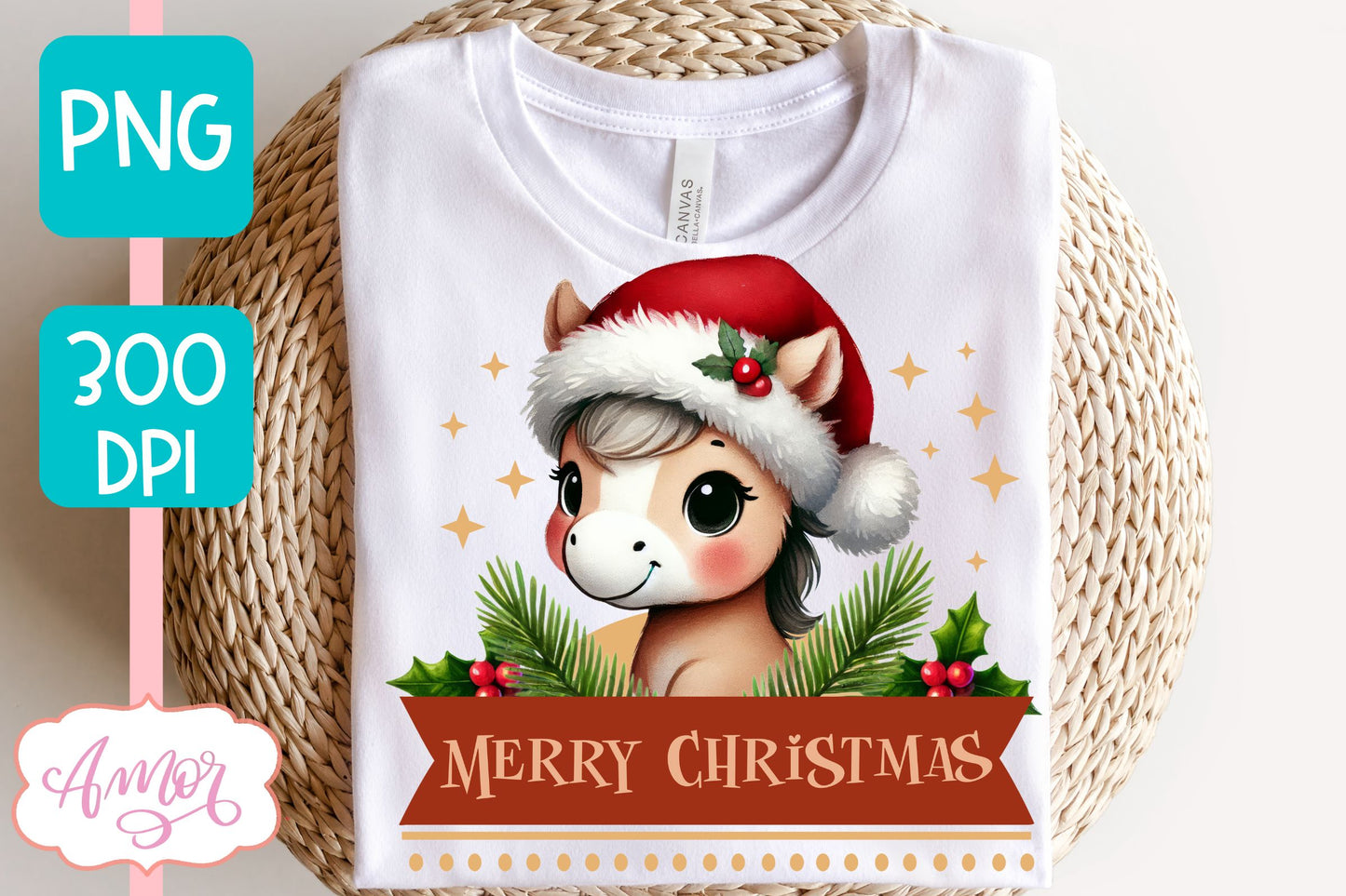 Merry Christmas PNG | Cute Christmas horse PNG