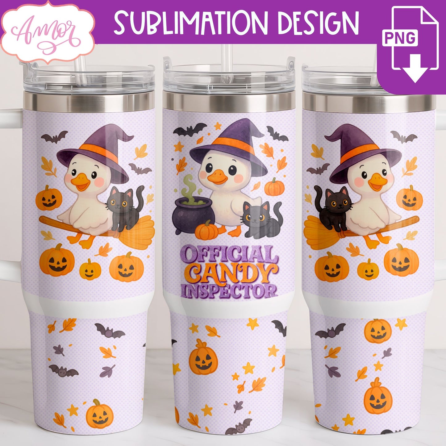 Candy inspector 40oz tumbler wrap PNG, Halloween goose PNG