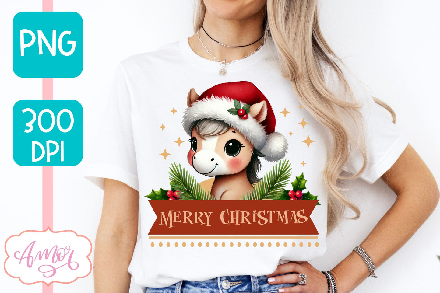 Merry Christmas PNG | Cute Christmas horse PNG
