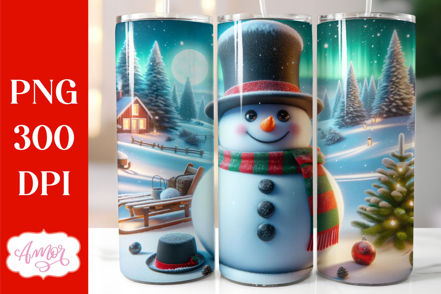 Christmas snowman tumbler wrap for sublimation bundle