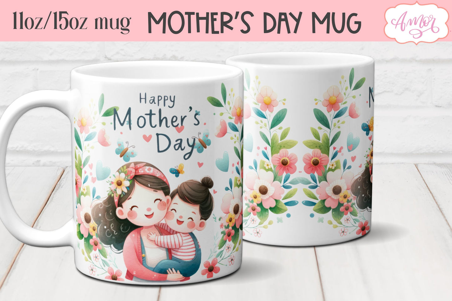 Happy Mother's day Mug Wrap PNG BUNDLE 11oz 15oz