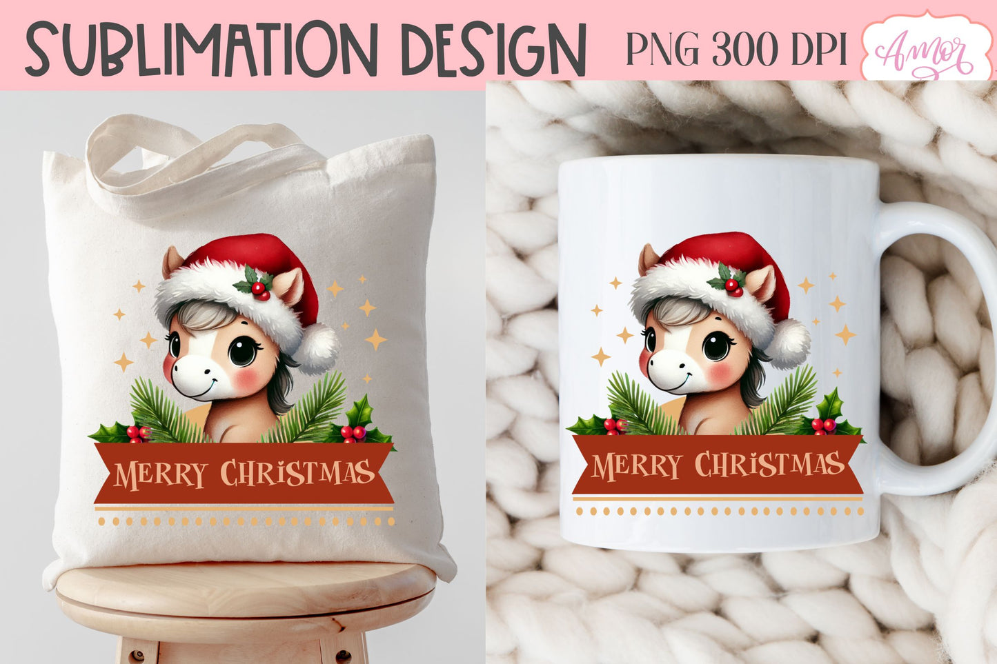 Merry Christmas PNG | Cute Christmas horse PNG