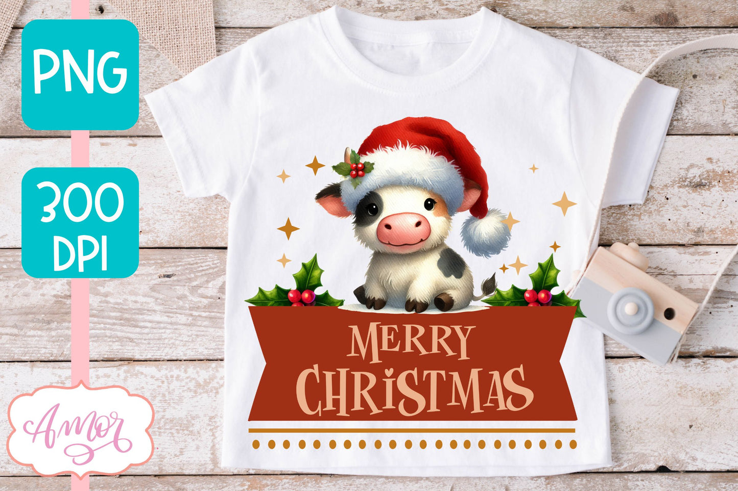 Merry Christmas PNG | Cute Christmas cow PNG