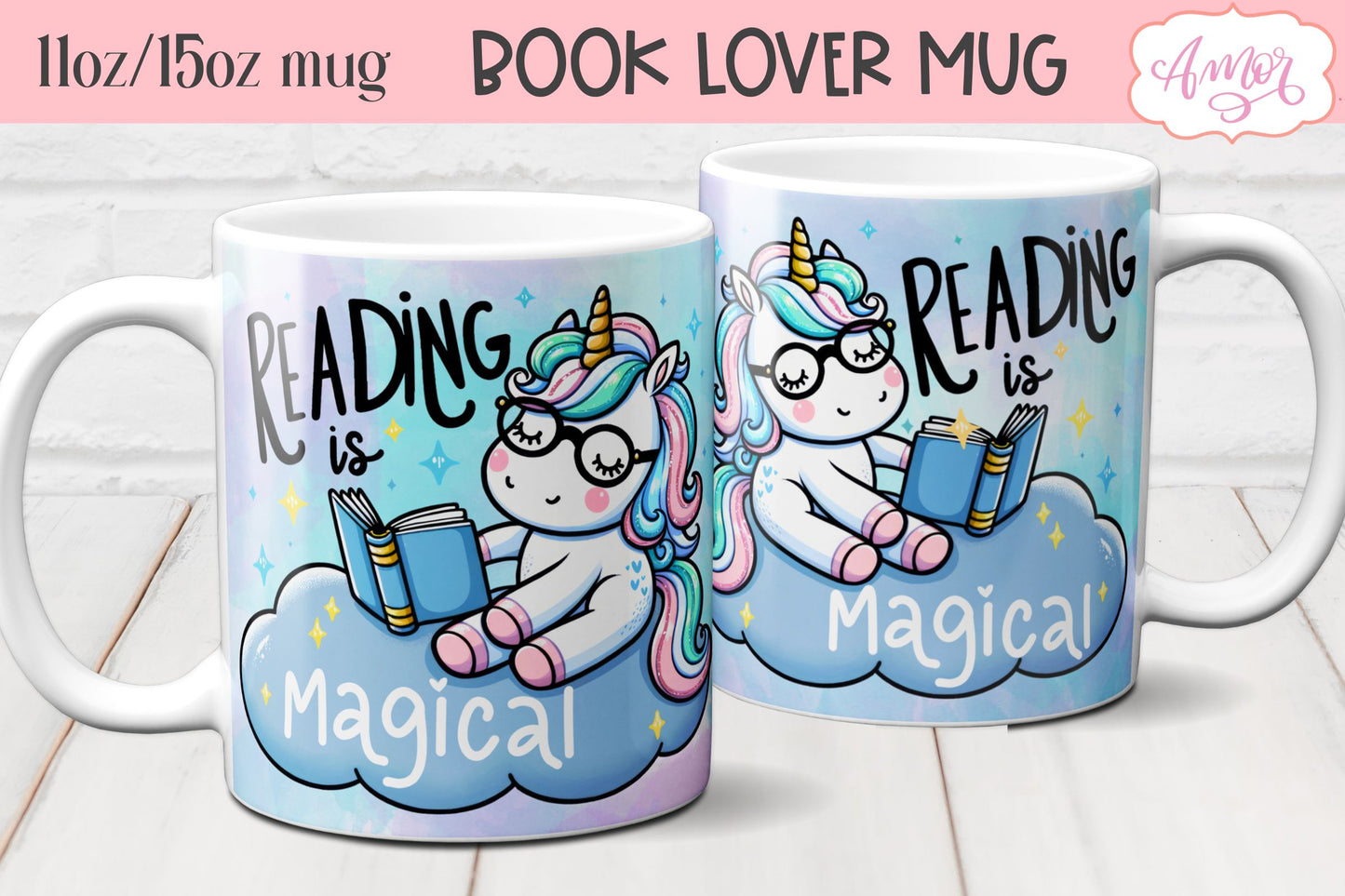 Reading is magical mug wrap sublimation PNG | Book lover mug
