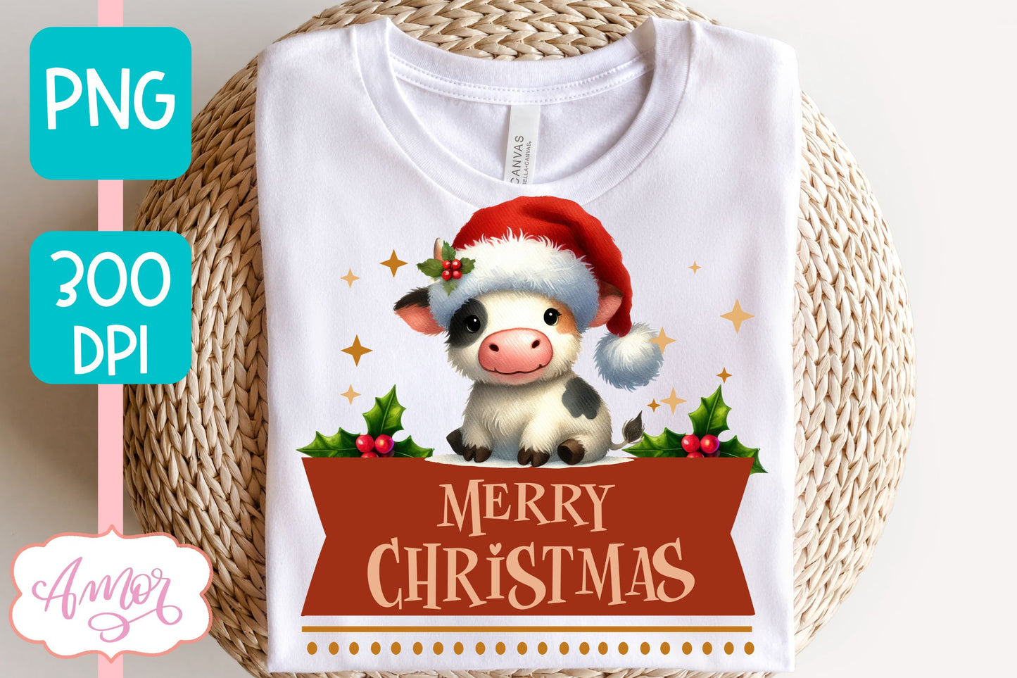 Merry Christmas PNG | Cute Christmas cow PNG