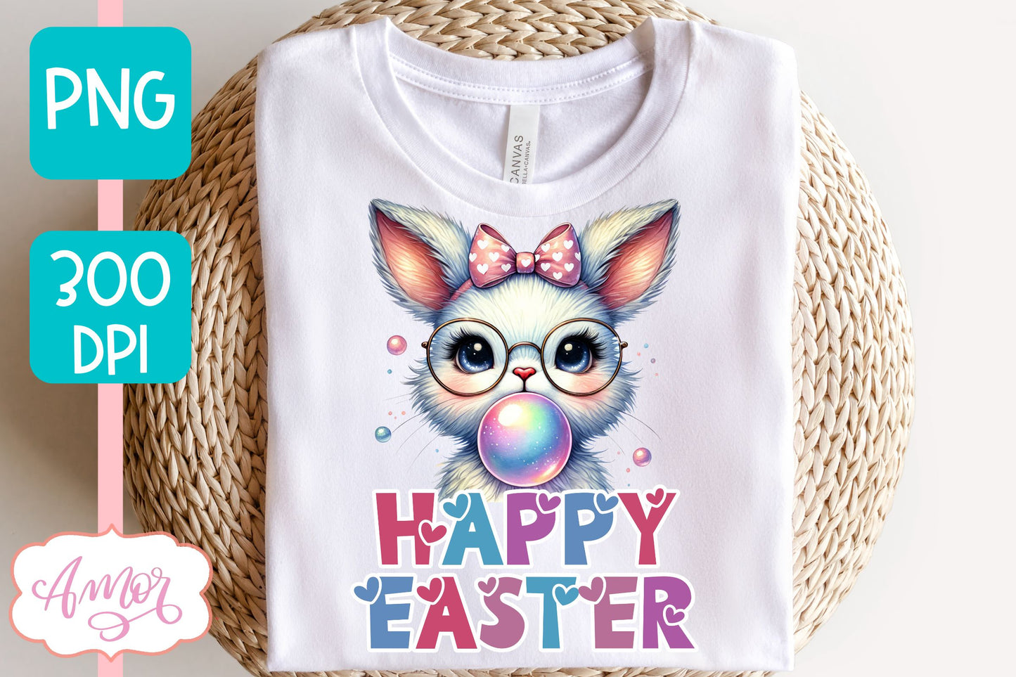 Happy Easter sublimation PNG | Cute Easter bunny bubble gum