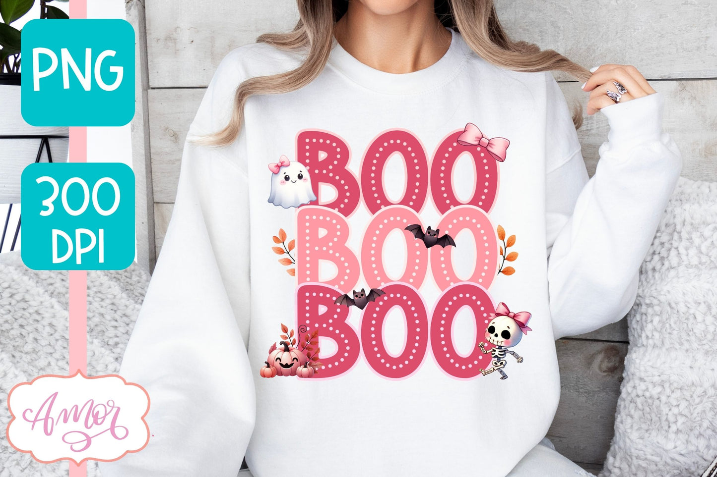 Boo shirt PNG for sublimation | Cute Pink Halloween PNG