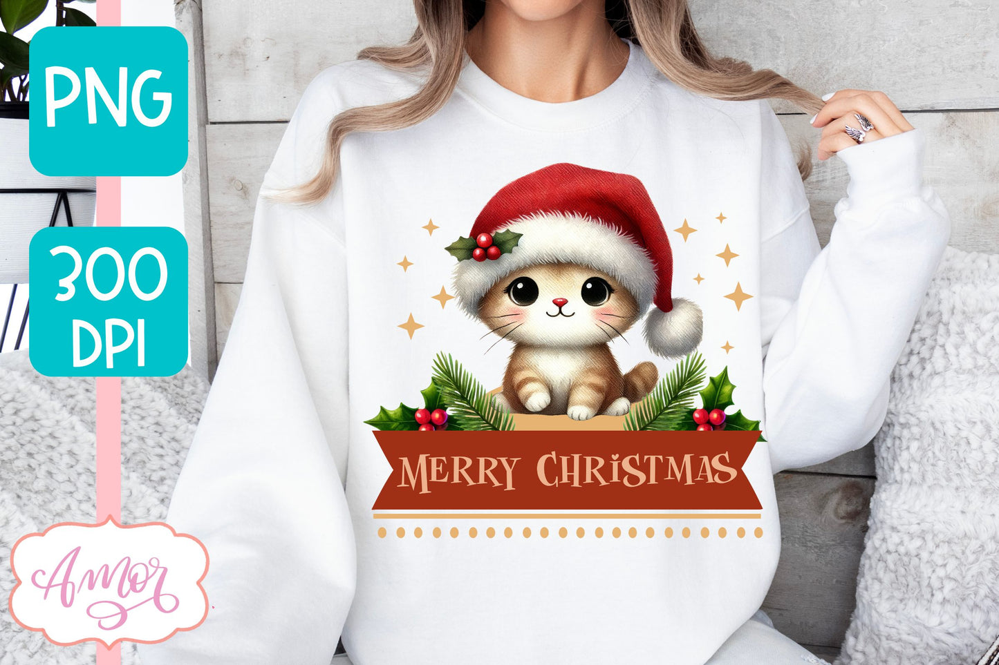 Merry Christmas PNG | Cute Christmas cat PNG