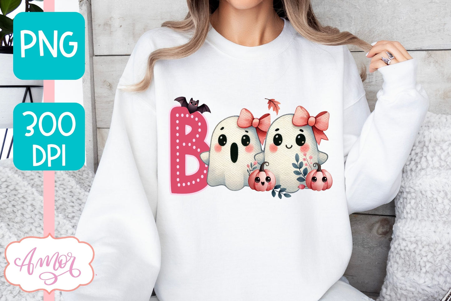 Boo shirt PNG for sublimation | Cute Pink Halloween PNG