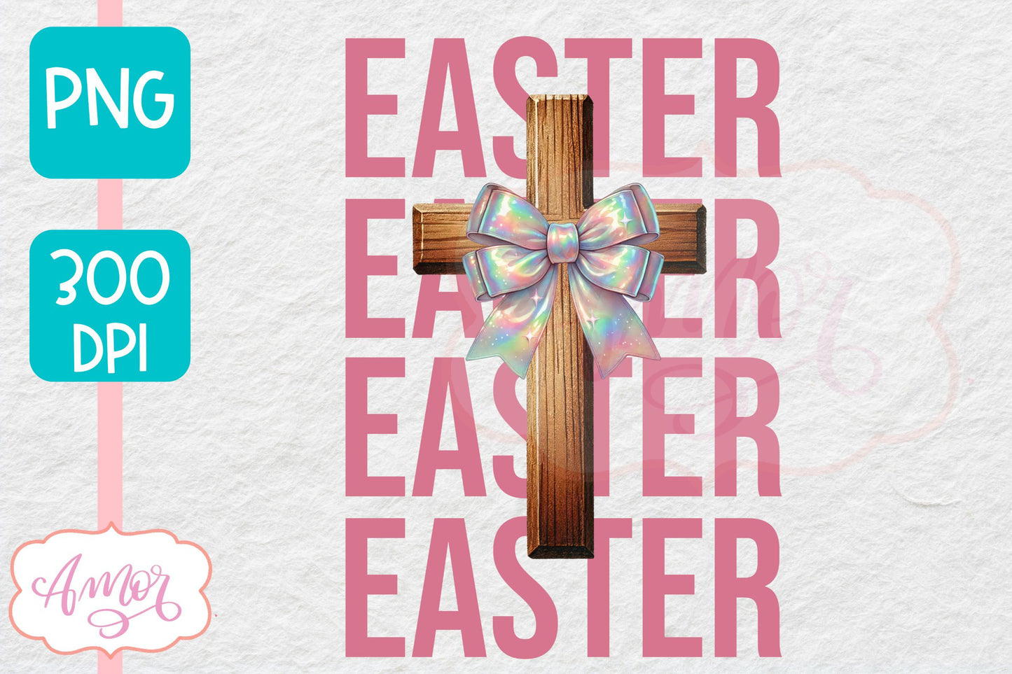Easter sublimation PNG | Coquette Christian cross PNG design