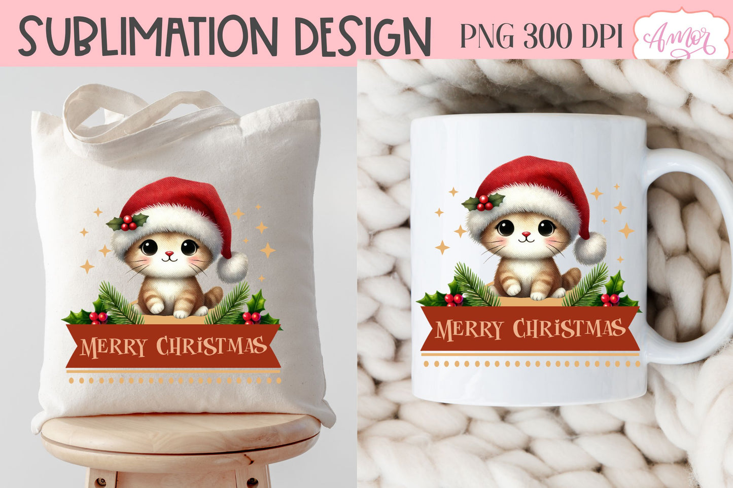 Merry Christmas PNG | Cute Christmas cat PNG