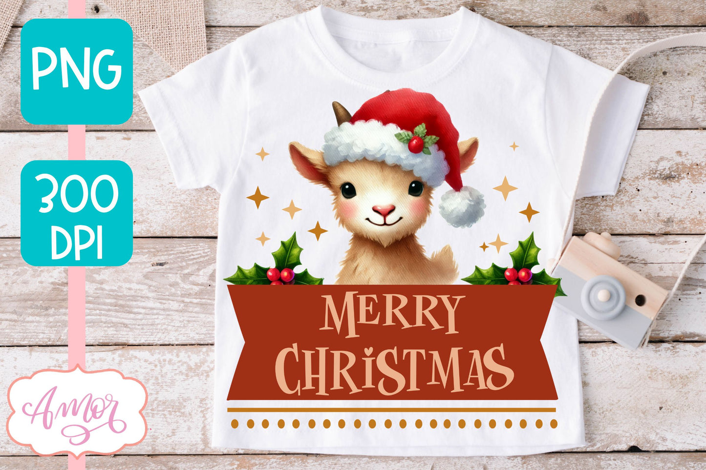 Merry Christmas PNG | Cute Christmas goat PNG