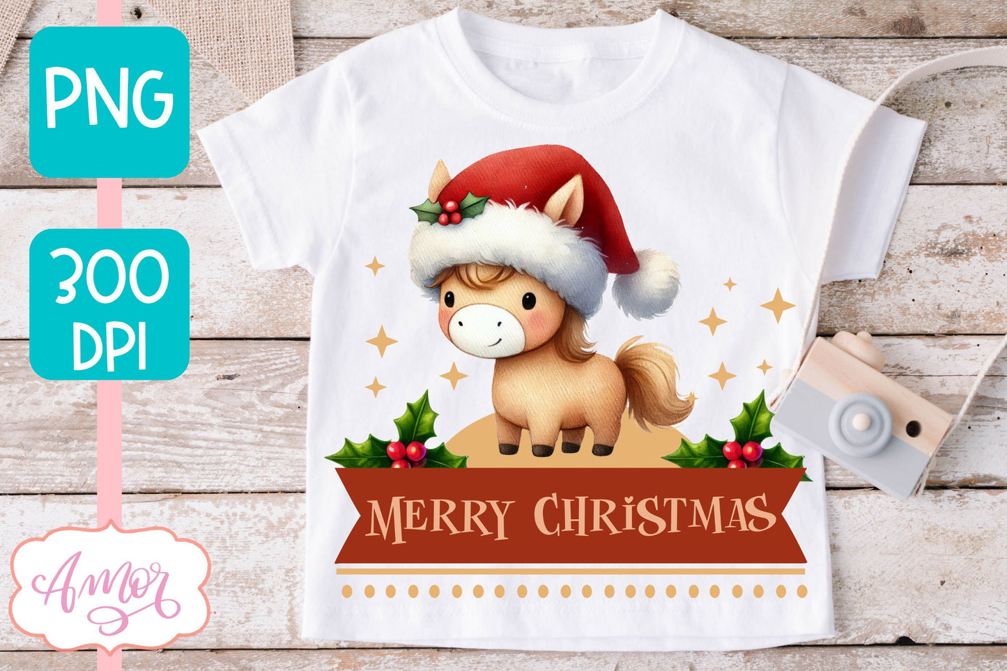 Merry Christmas PNG | Cute Christmas horse PNG