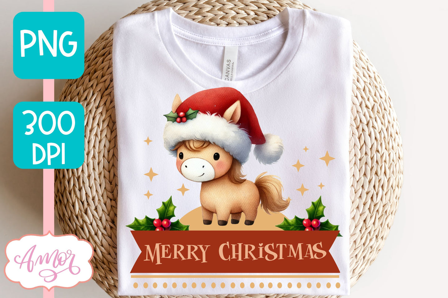 Merry Christmas PNG | Cute Christmas horse PNG