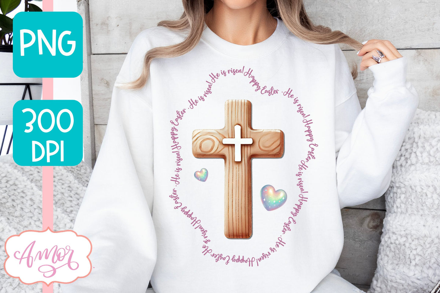 Christian Easter sublimation PNG | Coquette cross PNG design