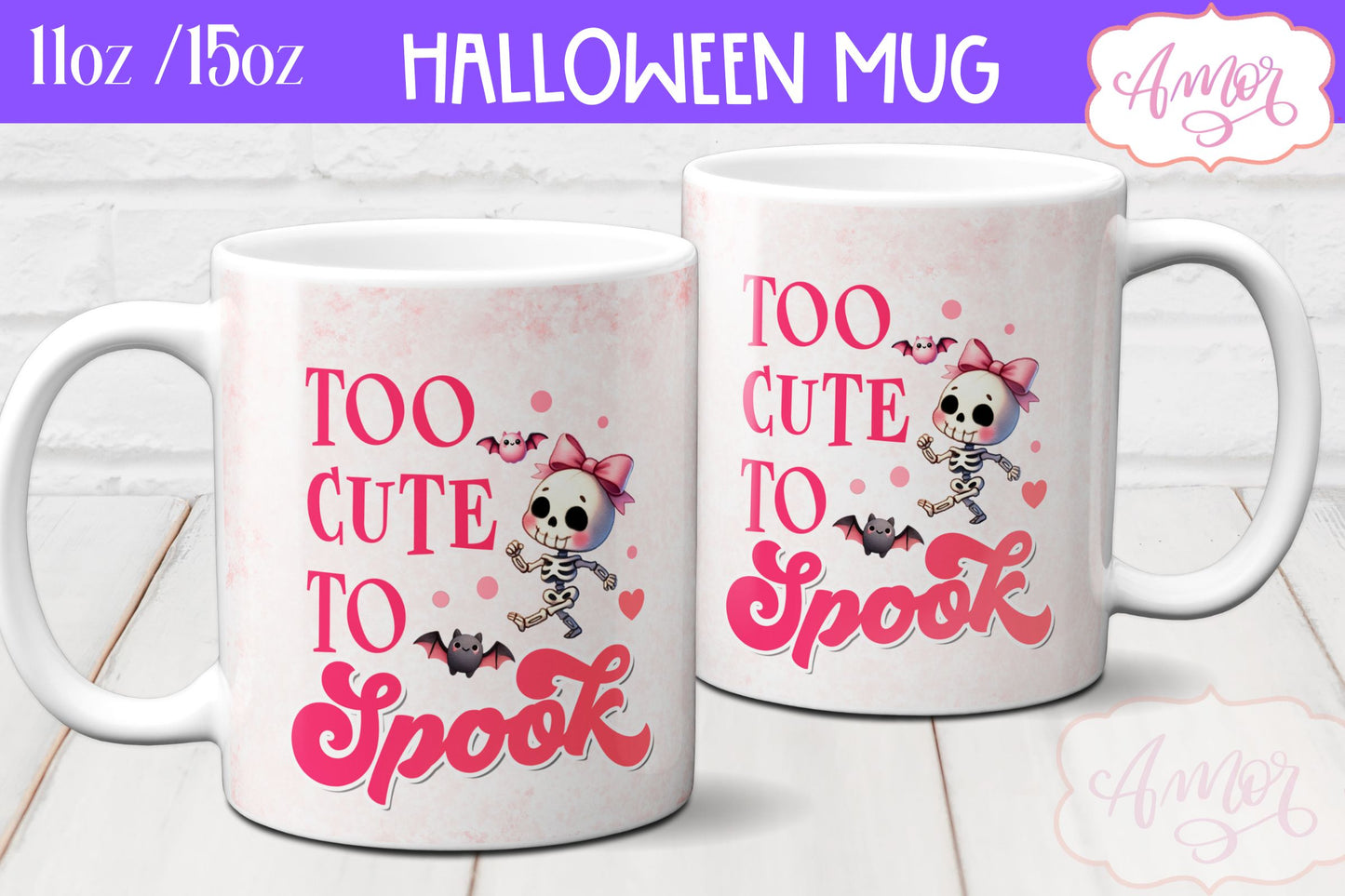 Pink Halloween mug wraps for sublimation PNG BUNDLE