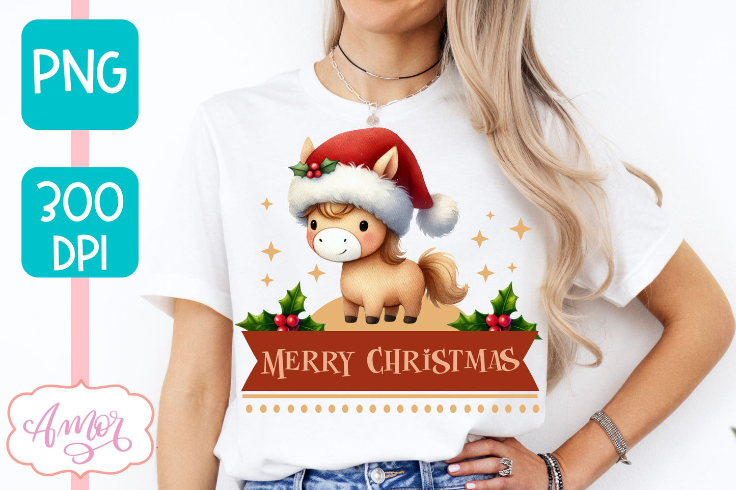 Merry Christmas PNG | Cute Christmas horse PNG