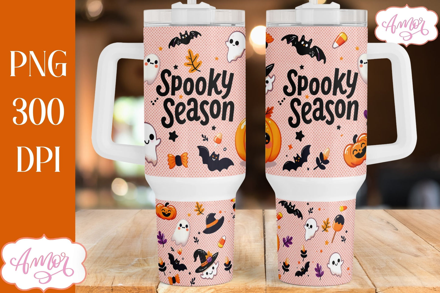 Spooky season 40oz tumbler wrap PNG | Halloween tumbler PNG