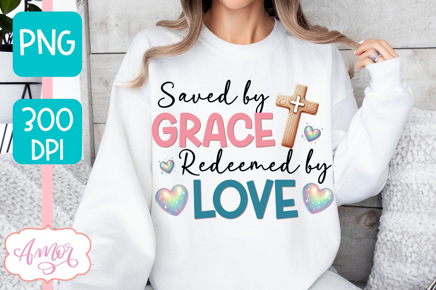 Christian Easter sublimation PNG | Saved by Grace PNG design