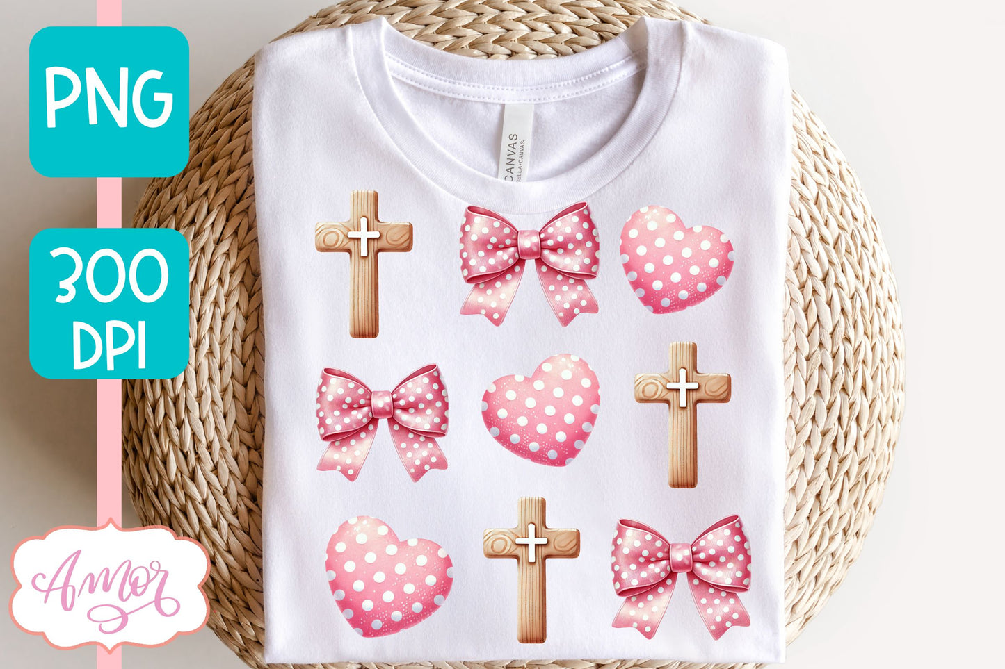 Christian Easter sublimation PNG | Coquette cross PNG design