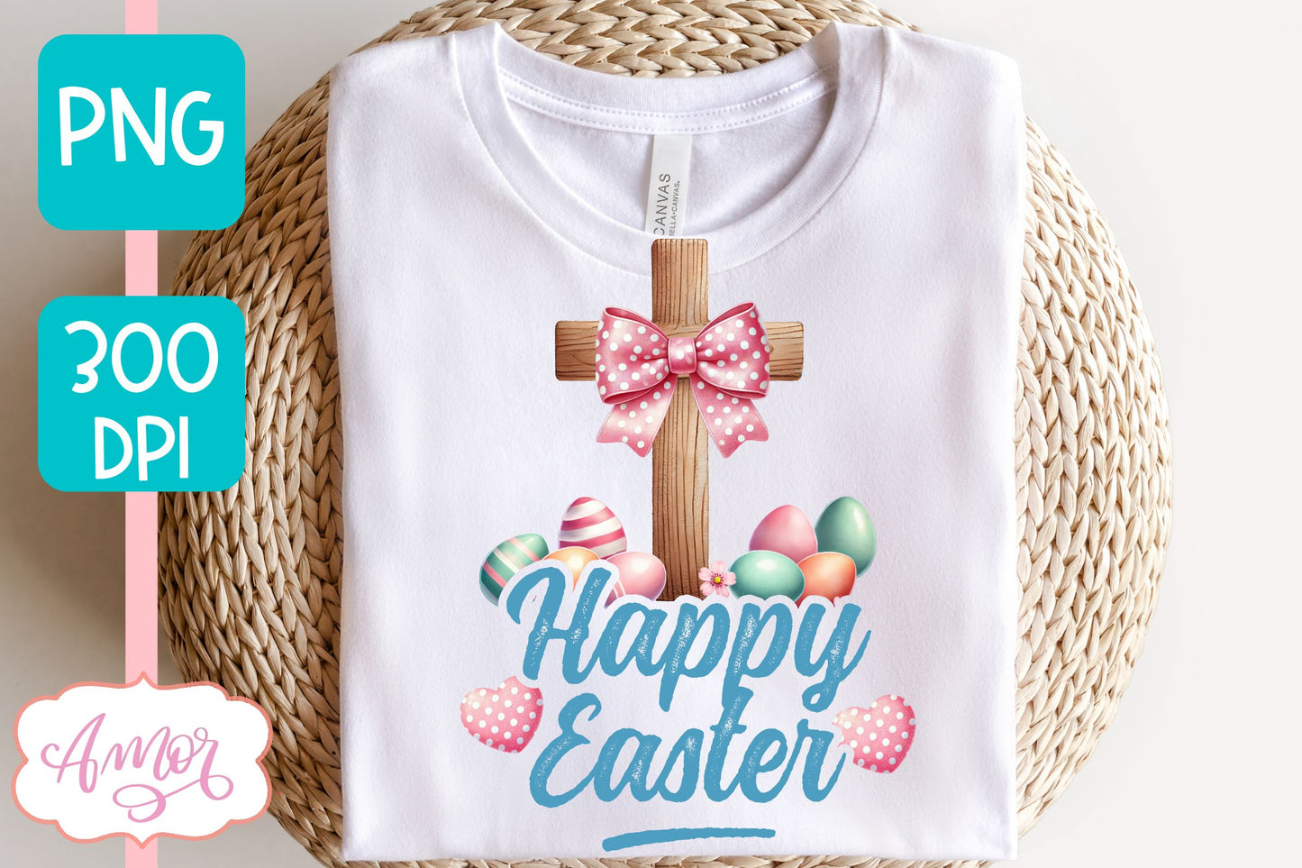 Christian Easter sublimation PNG | Coquette cross PNG design