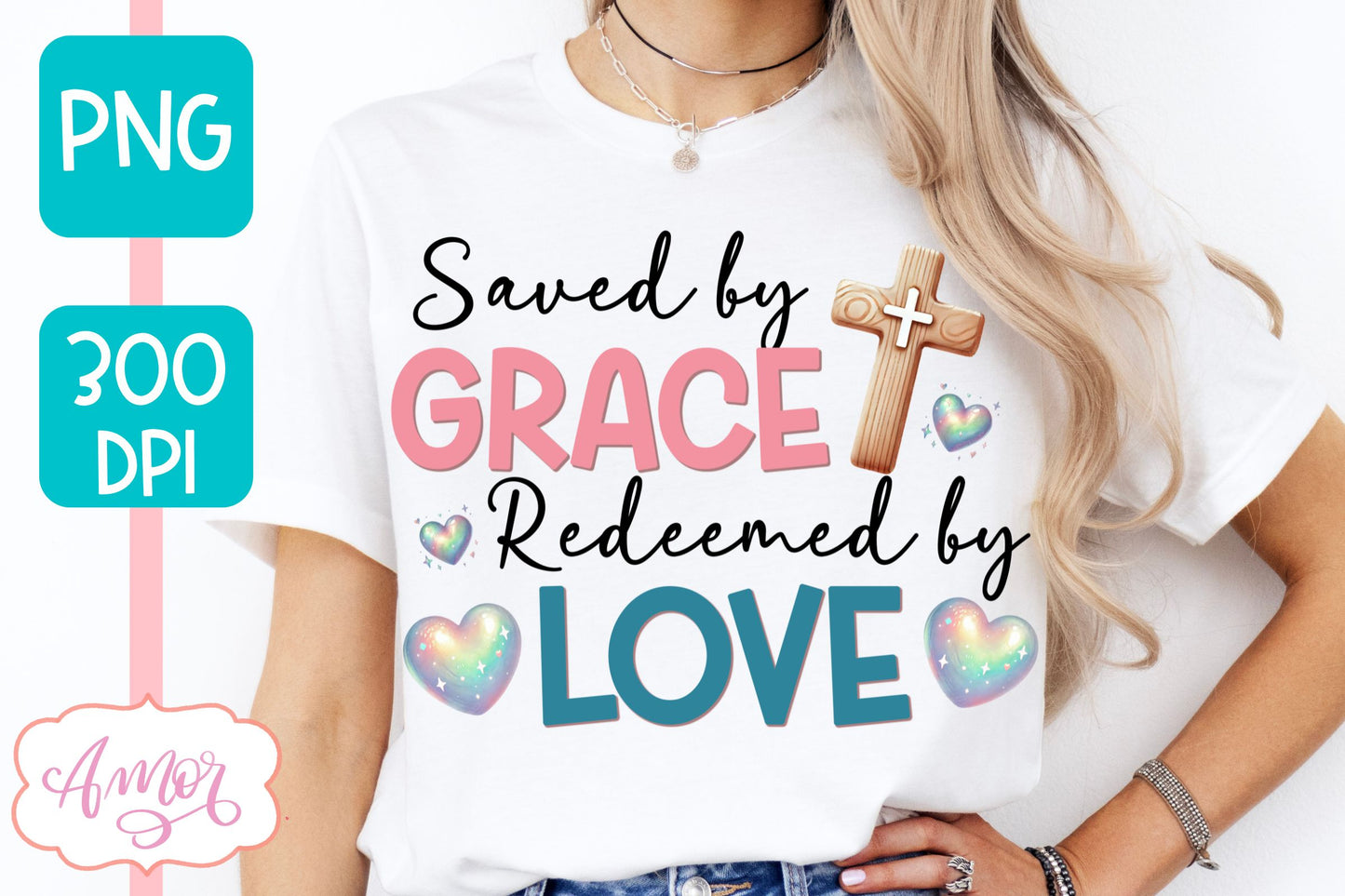 Christian Easter sublimation PNG | Saved by Grace PNG design