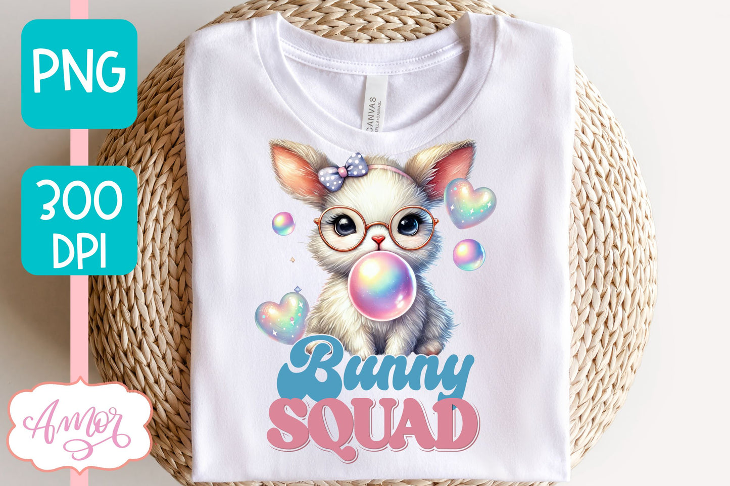 Bunny squad sublimation PNG | Cute Easter bunny bubble gum
