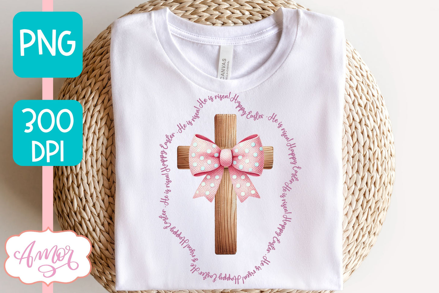 Christian Easter sublimation PNG | Coquette cross PNG design