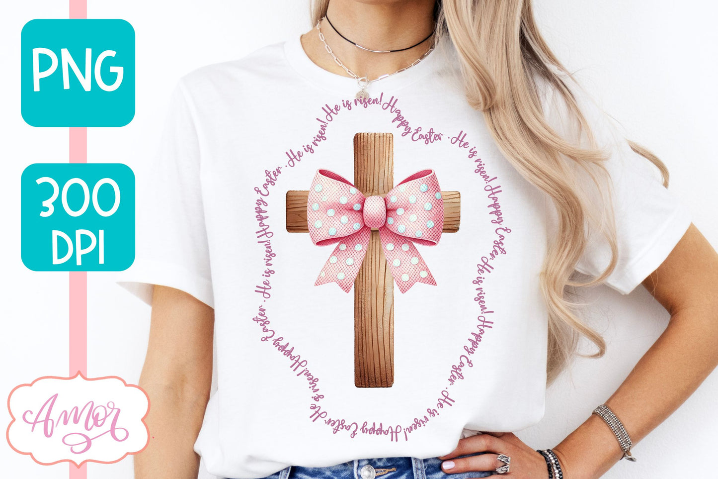 Christian Easter sublimation PNG | Coquette cross PNG design