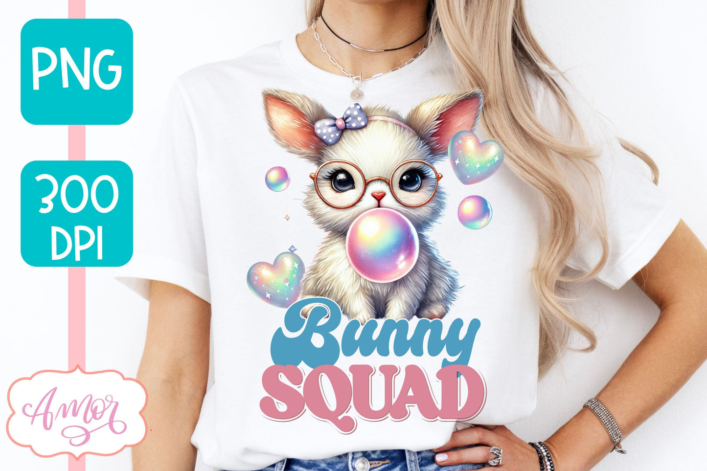 Bunny squad sublimation PNG | Cute Easter bunny bubble gum