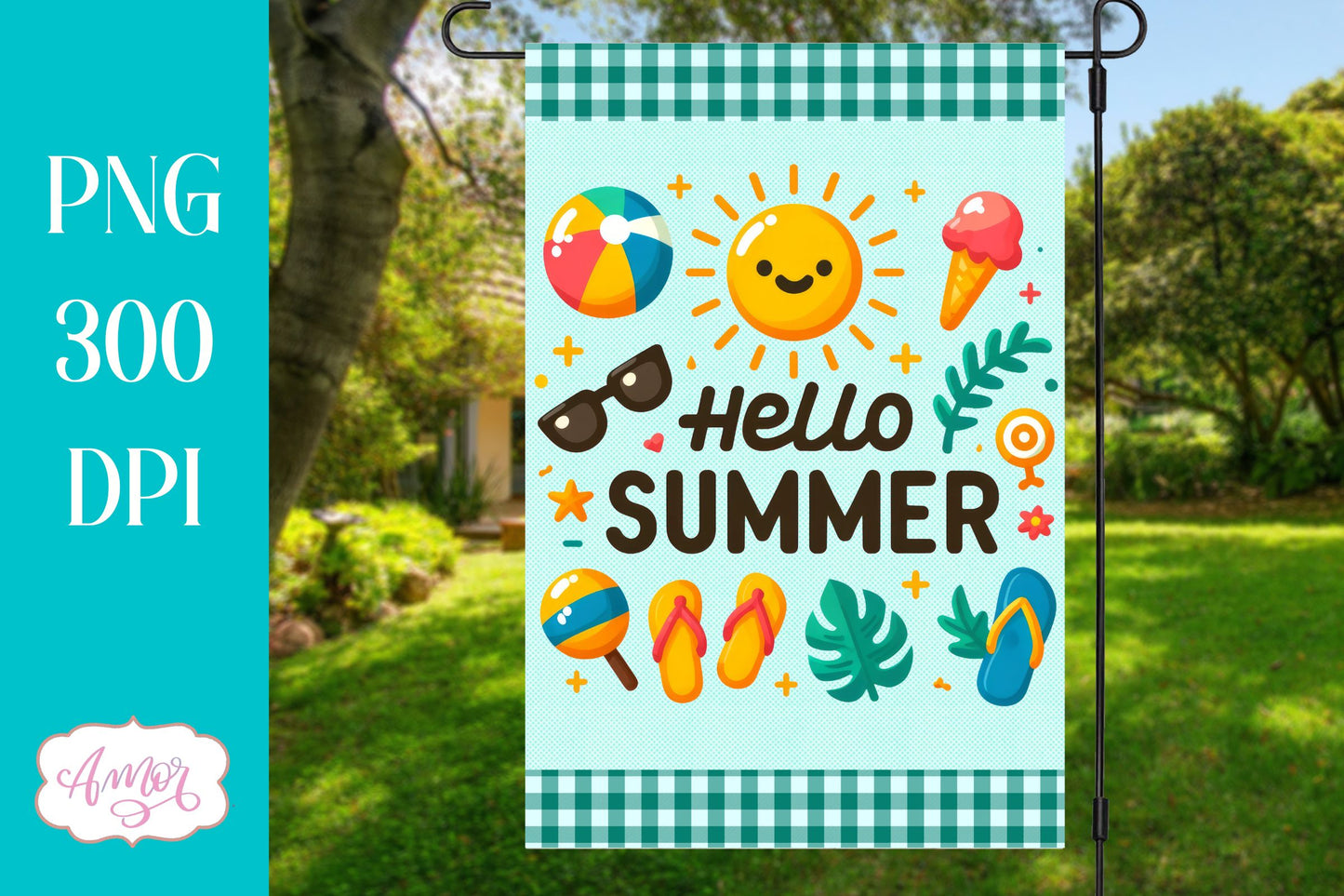 BUNDLE Summer Garden Flag Sublimation Designs PNG