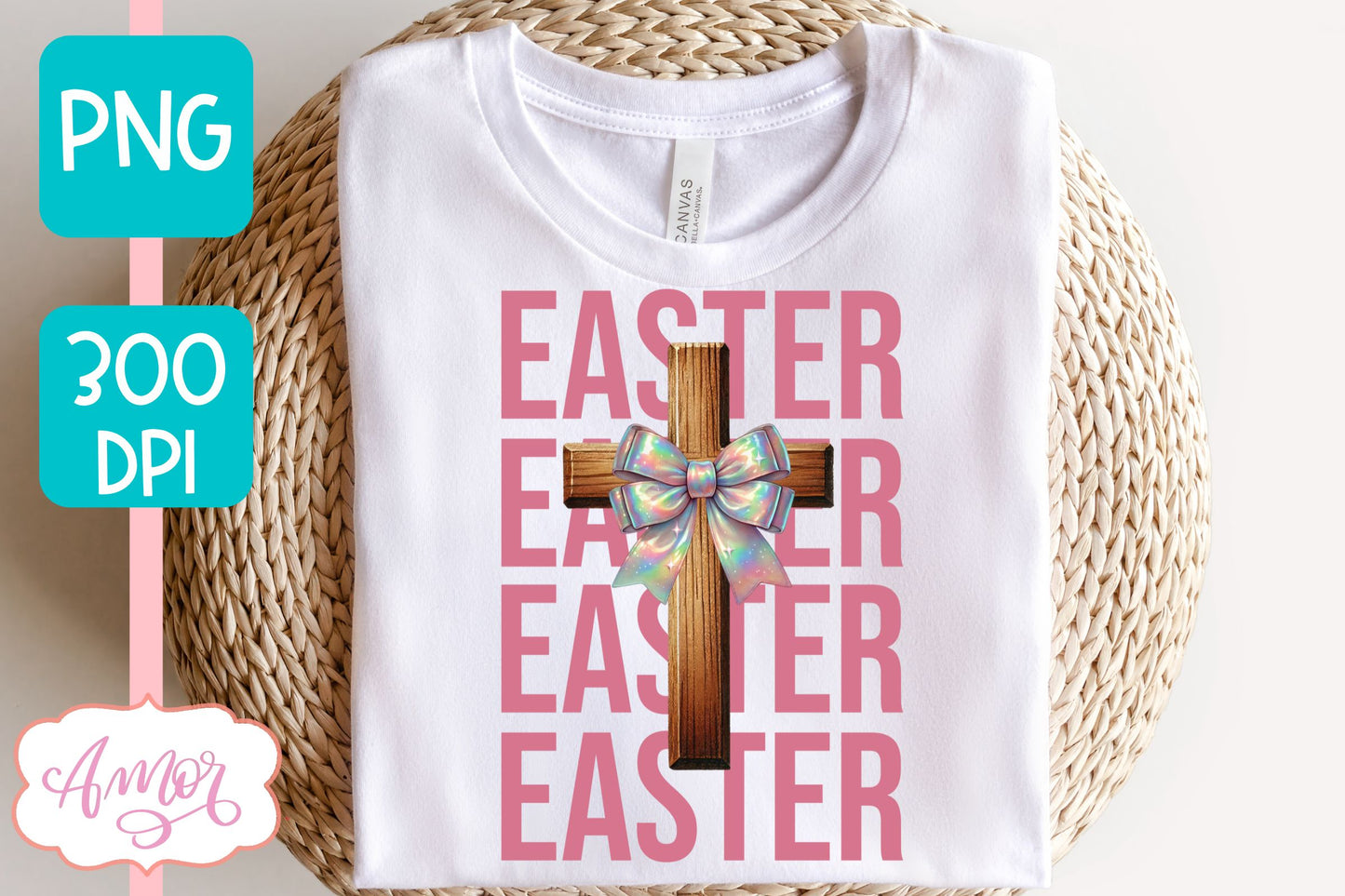 Easter sublimation PNG | Coquette Christian cross PNG design