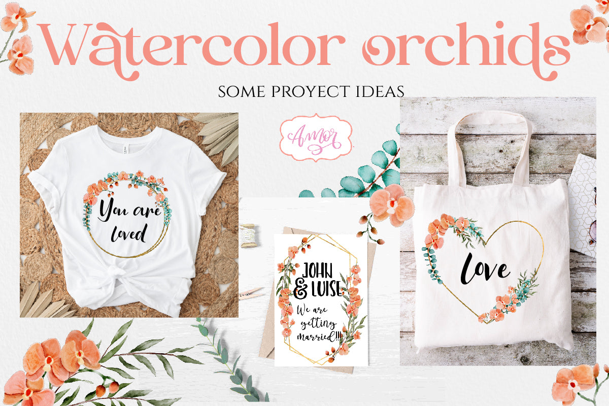 Watercolor orchids clipart PNG | Hand painted flowers PNG
