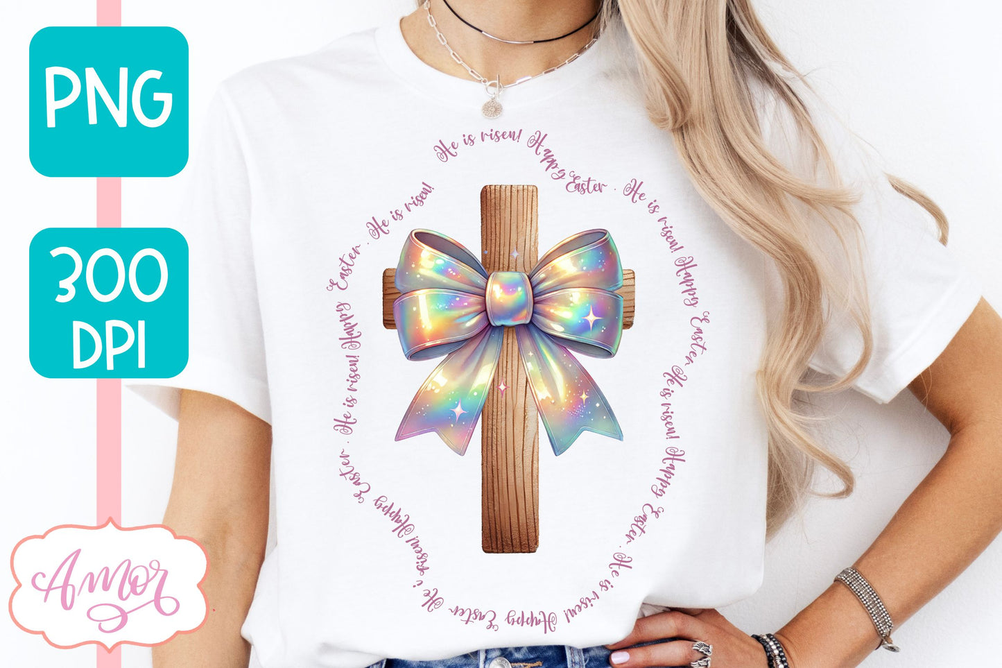Christian Easter sublimation PNG | Coquette cross PNG design