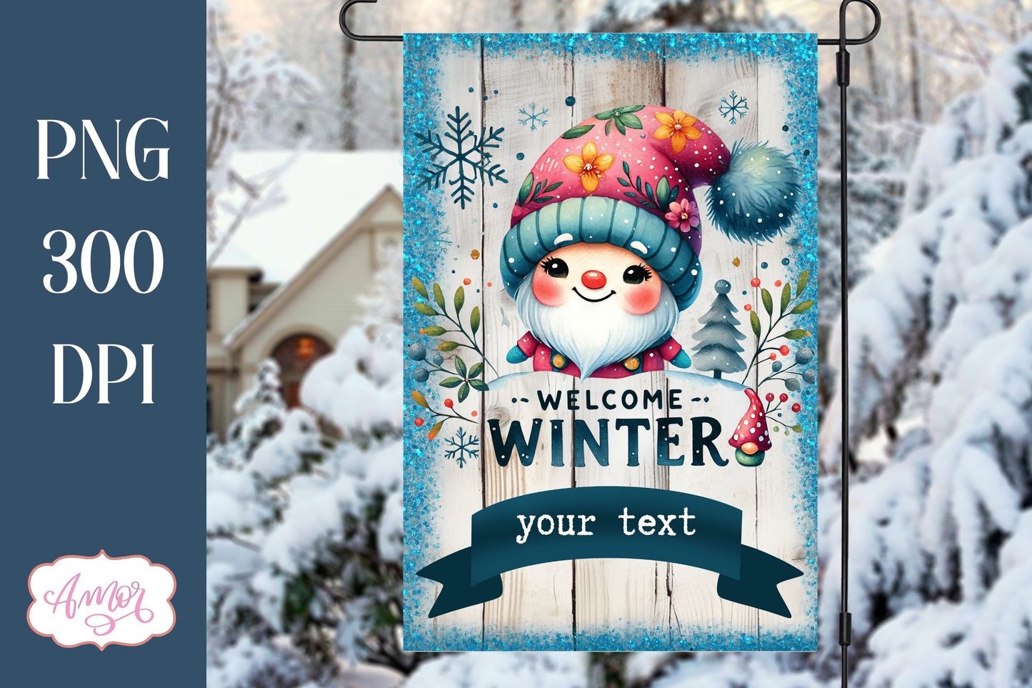 Welcome winter garden flag sublimation PNG BUNDLE
