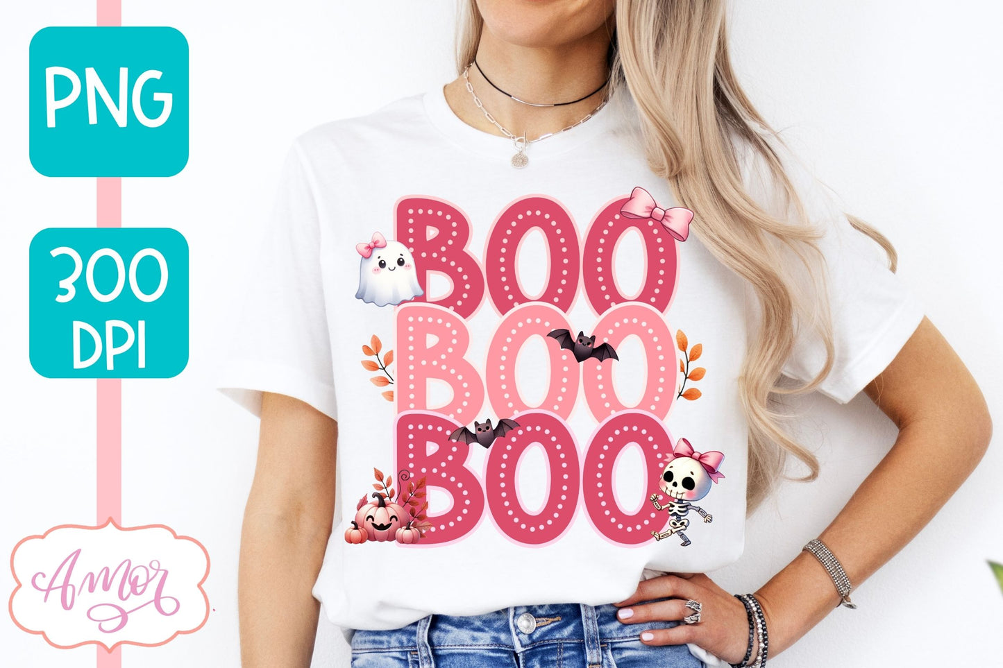 Boo shirt PNG for sublimation | Cute Pink Halloween PNG