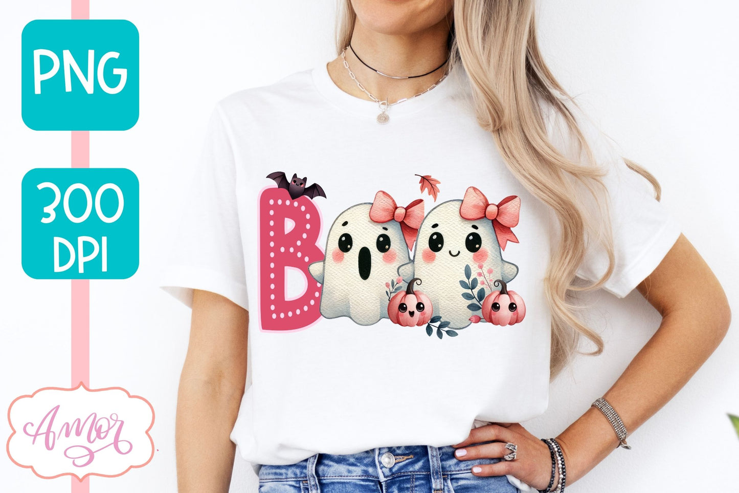 Boo shirt PNG for sublimation | Cute Pink Halloween PNG