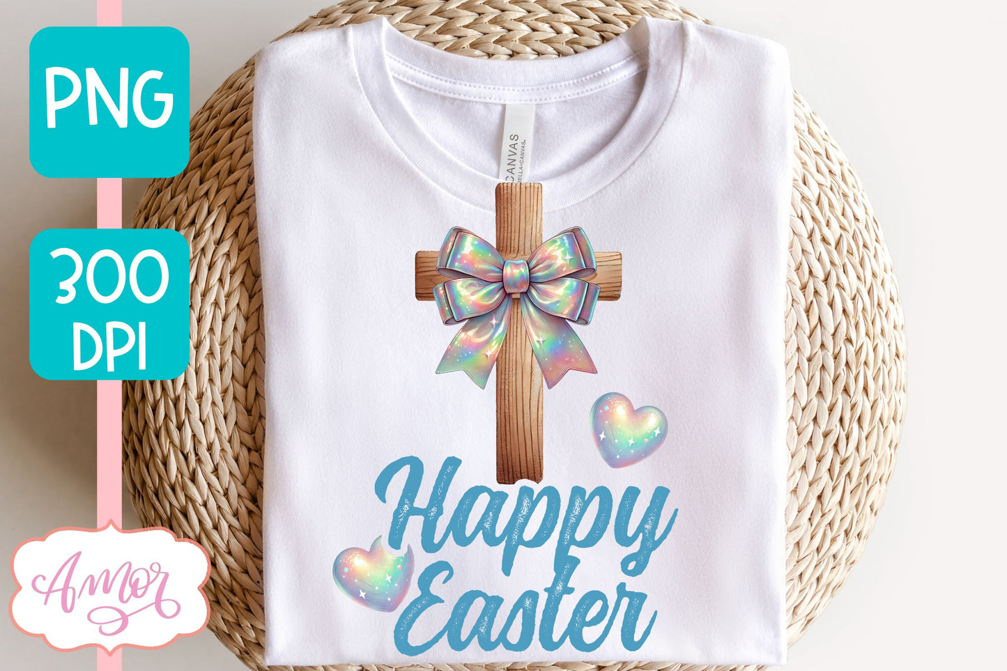 Christian Easter sublimation PNG | Coquette cross PNG design