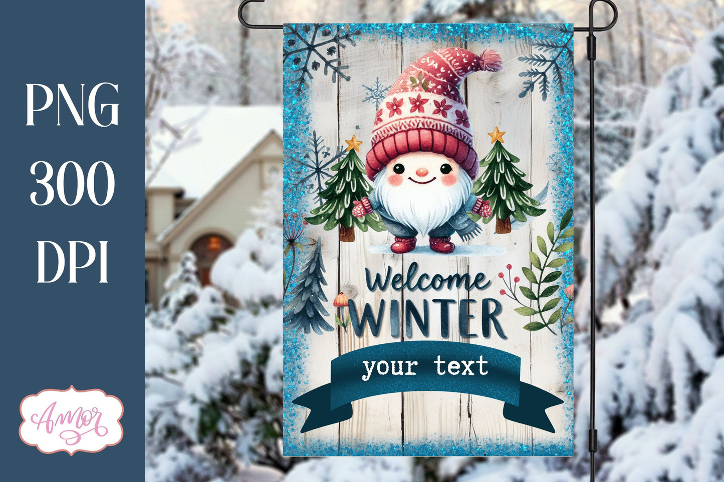 Welcome winter garden flag sublimation PNG BUNDLE
